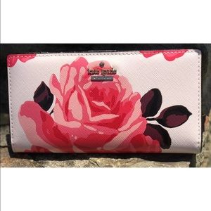 Kate Spade Cameron roses bifold checkbook wallet